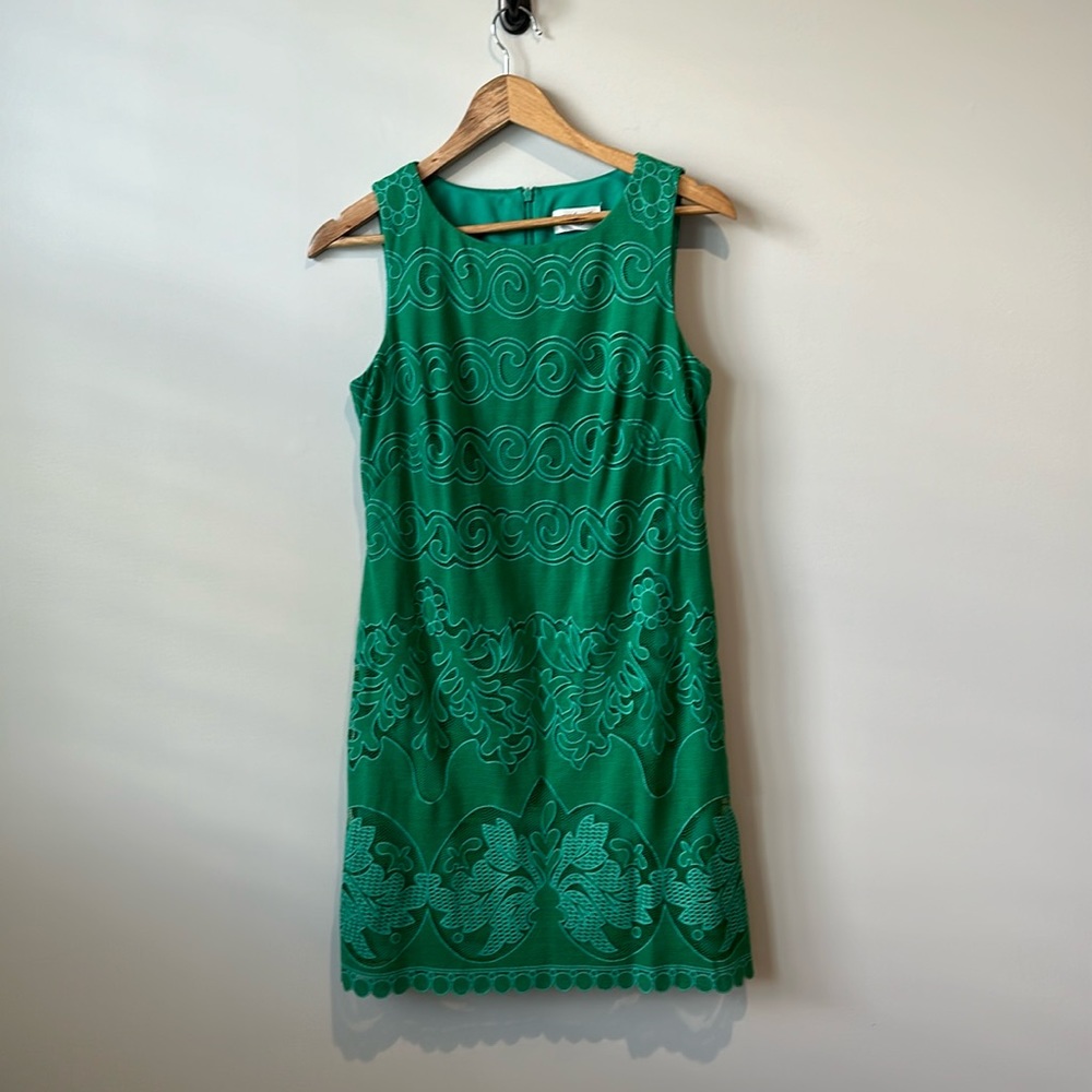 Eliza J Malta Kelly Green Lace Overlay Dress 4 - Picture 3 of 10